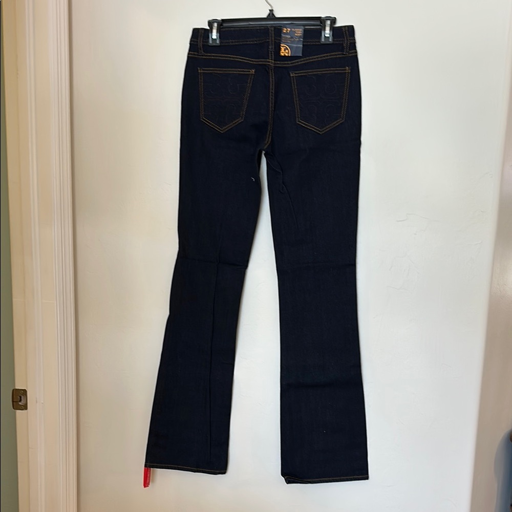 Tory Burch Blue Boot Cut Jeans with Gold Accents - Picture 7 of 10